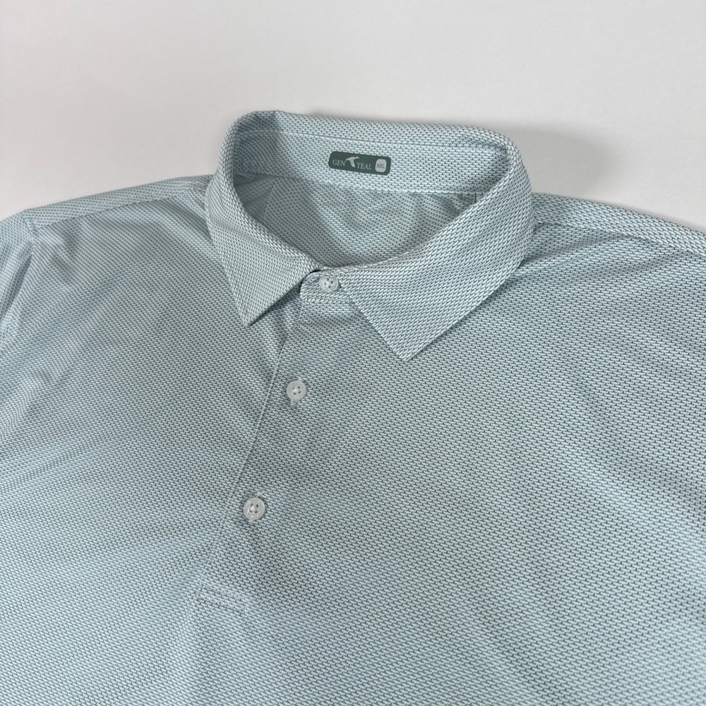 GenTeal Polo Shirt Mens XXL Blue Brick Jacquard Short Sleeve Golf Performance